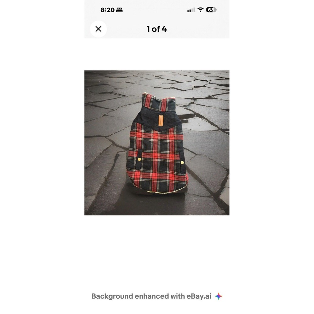 RED BLACK PLAID   LINED DOG JACKET/COAT SMALL